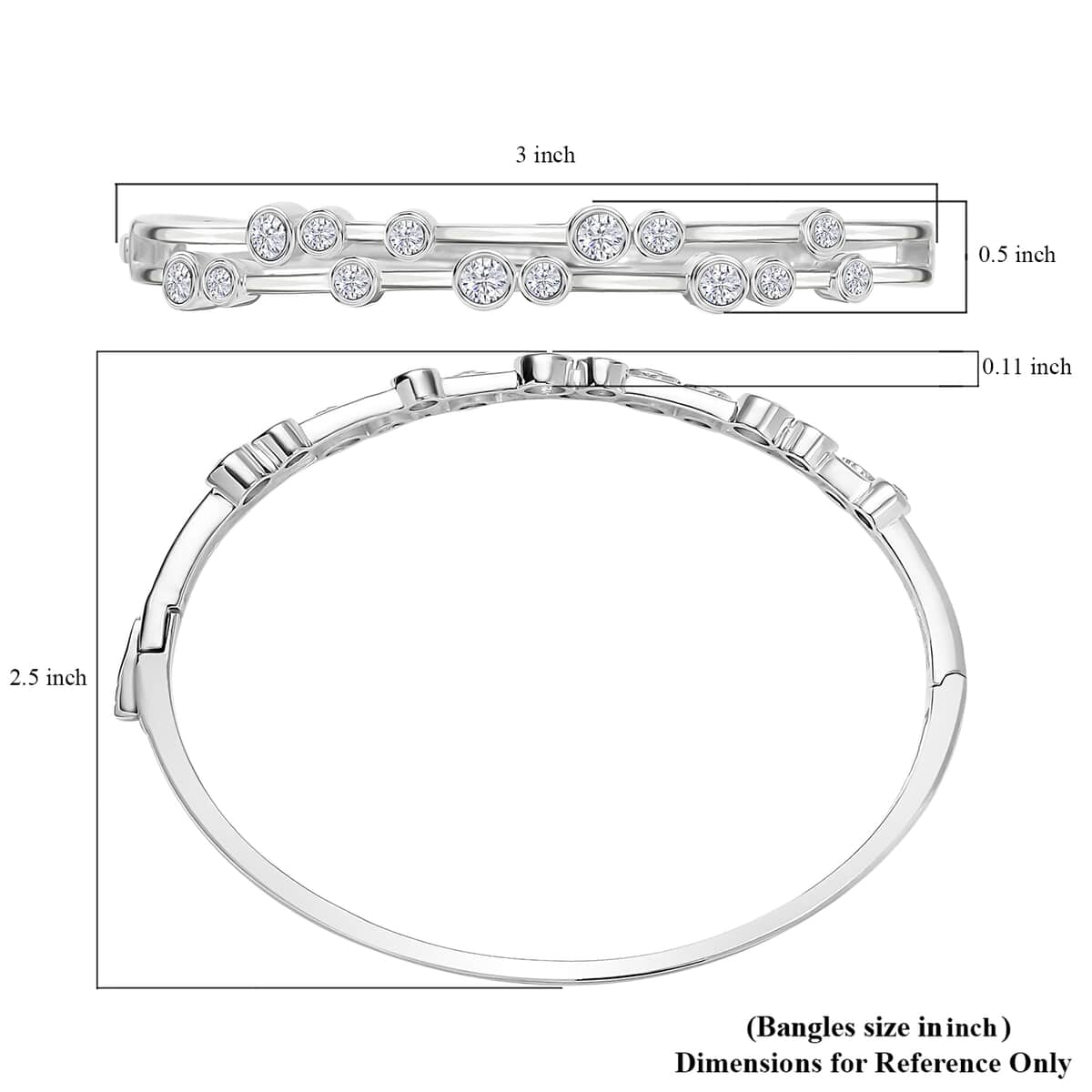 Moissanite Bangle Bracelet in Platinum Over Sterling Silver (7.50 In) 2.10 ctw image number 5