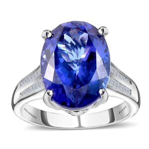 Rhapsody 950 Platinum AAAA Tanzanite and E-F VS2 Diamond Statement Ring (Size 6.0) 6.80 Grams 7.90 ctw