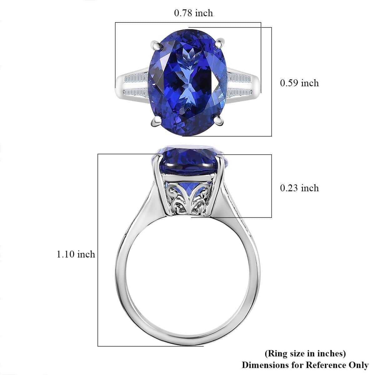 Rhapsody 950 Platinum AAAA Tanzanite and E-F VS2 Diamond Statement Ring (Size 6.0) 6.80 Grams 7.90 ctw image number 5