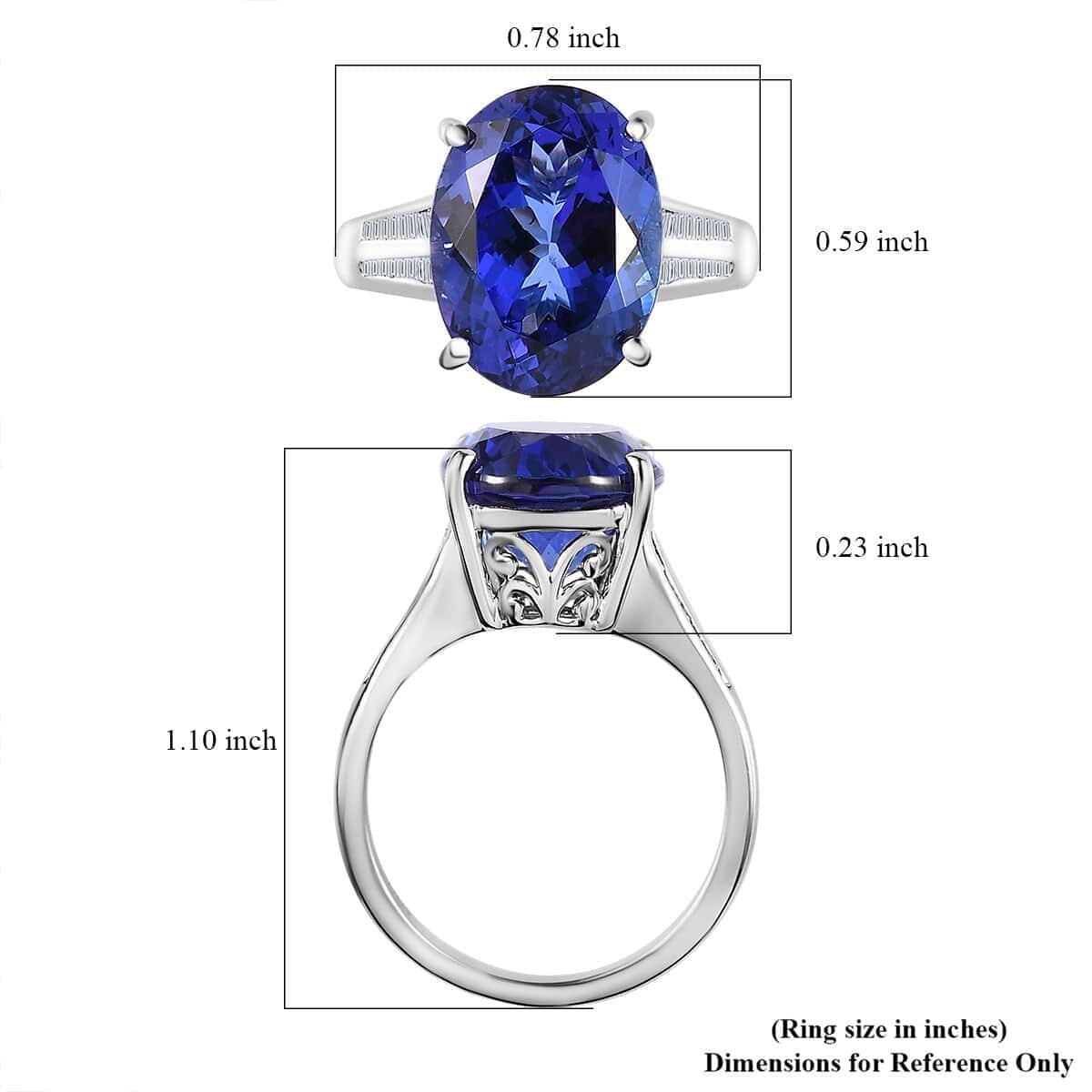 Rhapsody 950 Platinum AAAA Tanzanite and E-F VS2 Diamond Ring (Size 6.0) 6.80 Grams 7.90 ctw image number 5