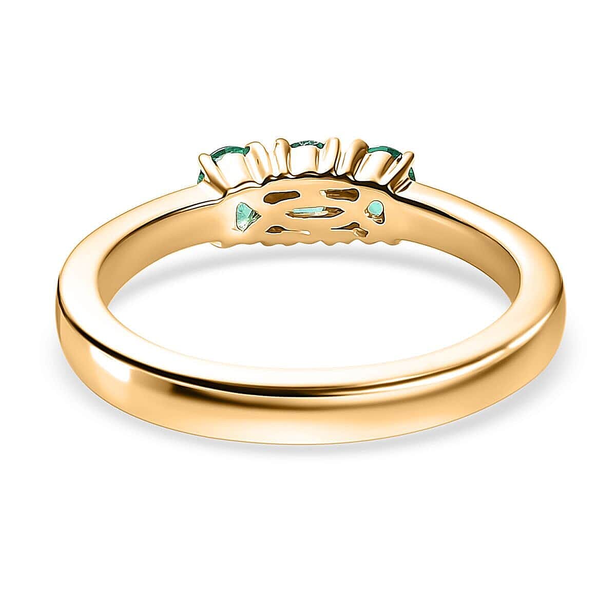 Luxoro 14K Yellow Gold AAA Boyaca Colombian Emerald 0.65 ctw 3 Stone Ring (Size 6.0)