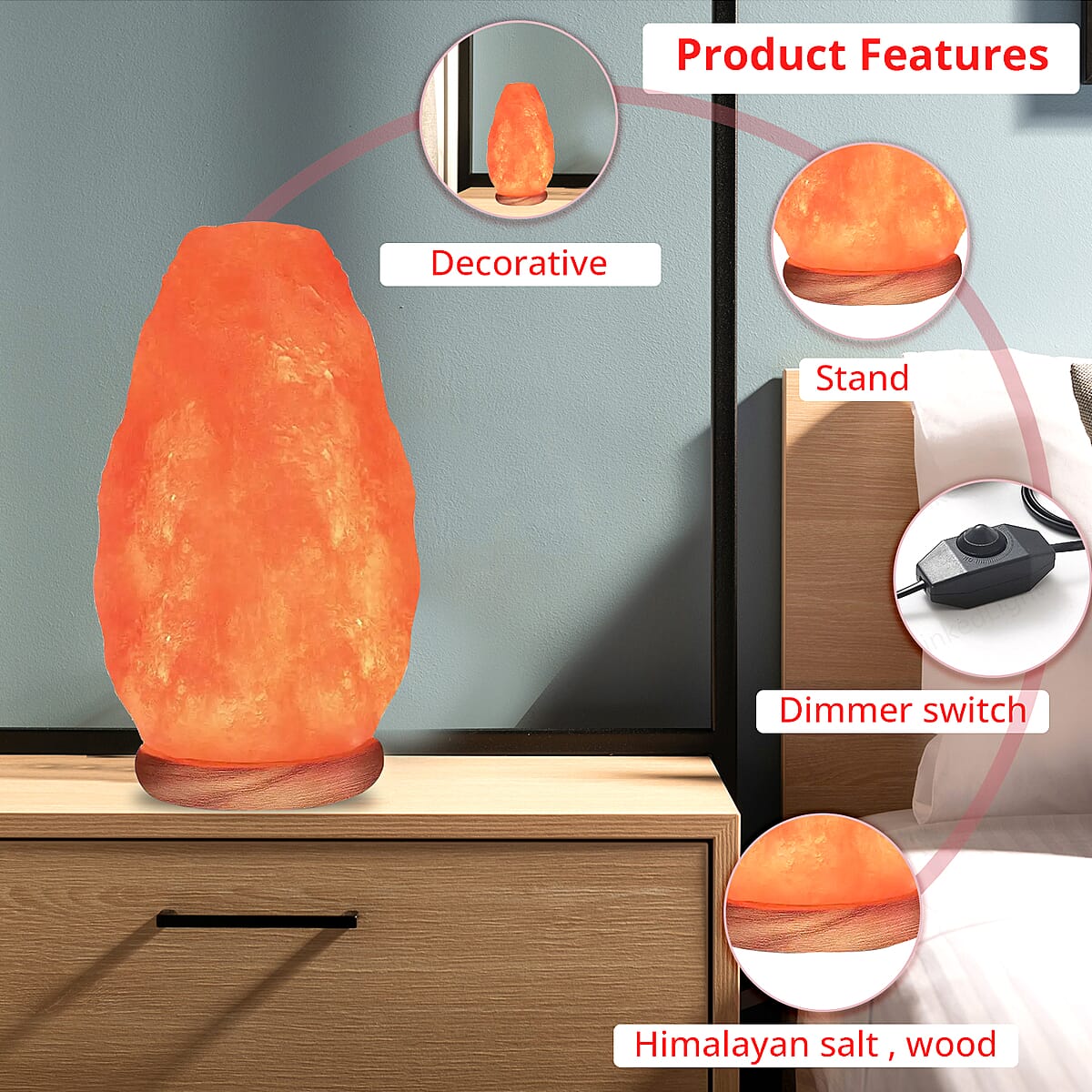 Natural Himalayan Pink Salt Lamp - Large (5.53"x5.53"x9.57") image number 1