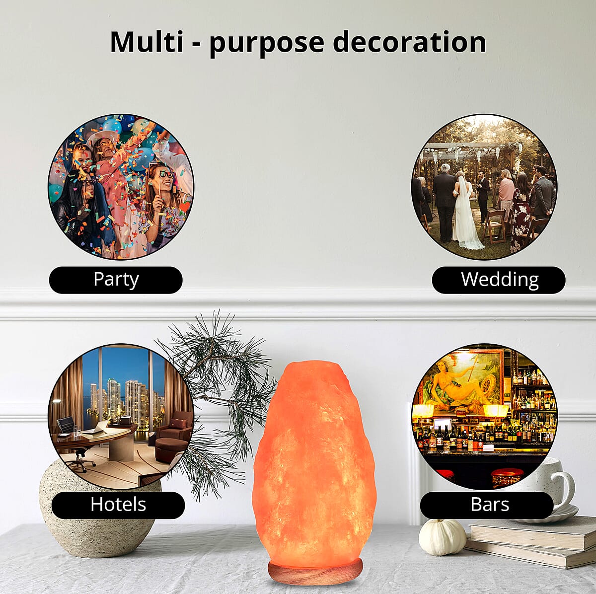 Natural Himalayan Pink Salt Lamp - Large (5.53"x5.53"x9.57") image number 4