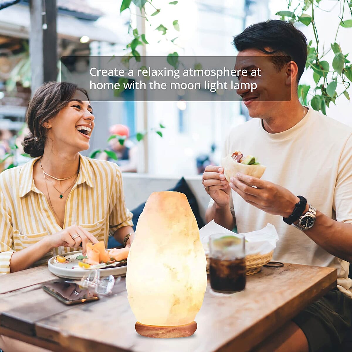 Electric Natural Himalayan White Salt Lamp with Dimmer Switch and Wooden Stand, Organic White Rock Salt Table Lamp For Home Decor image number 2