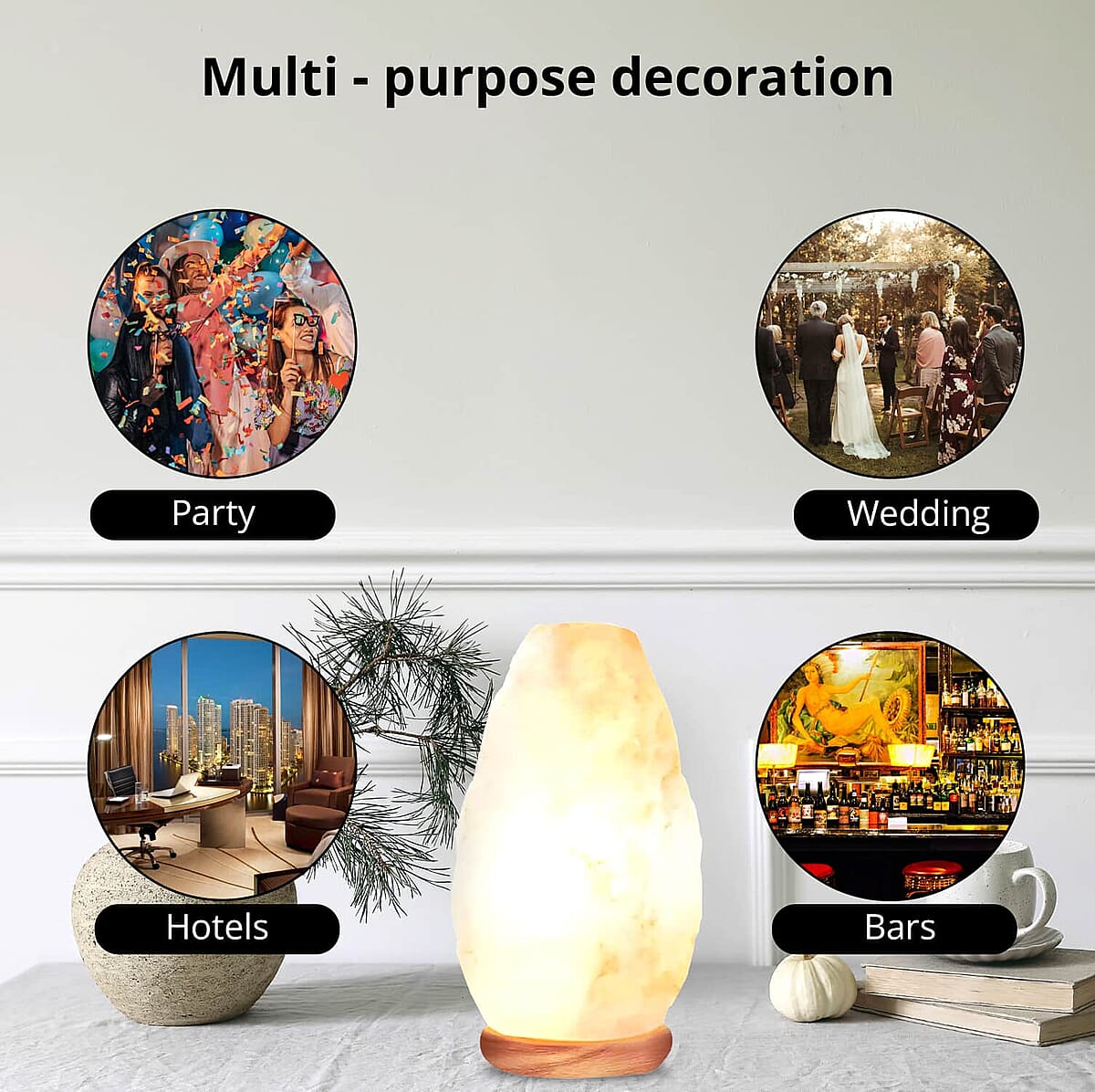 Electric Natural Himalayan White Salt Lamp with Dimmer Switch and Wooden Stand, Organic White Rock Salt Table Lamp For Home Decor image number 4