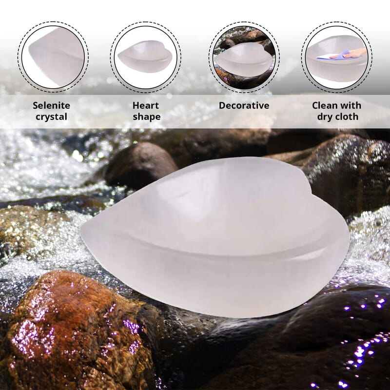White Selenite Crystal Bowl Heart