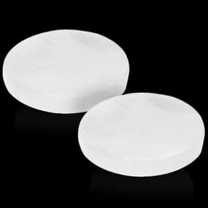 Pack of 2 White Selenite Charging Plate For Crystal Cleaning and Reenergizing, Ideal For Home And Office Decor Crystal Charging Meditation 4-6 inch