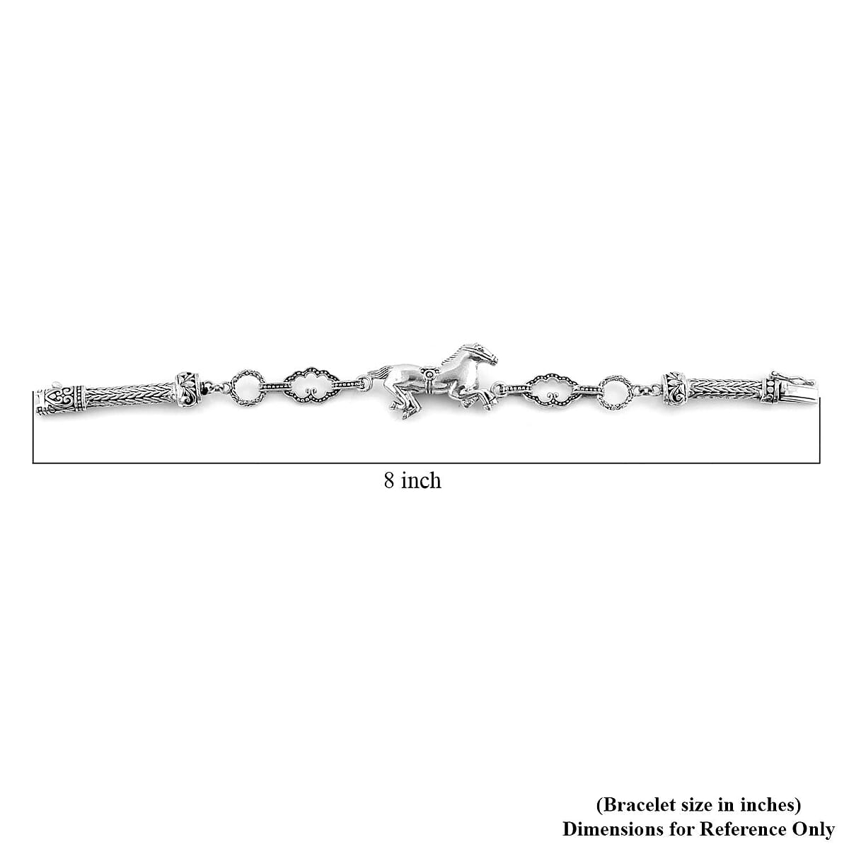 Doorbuster Bali Legacy Sterling Silver Horse Bracelet (7.25 In) 19 Grams image number 4