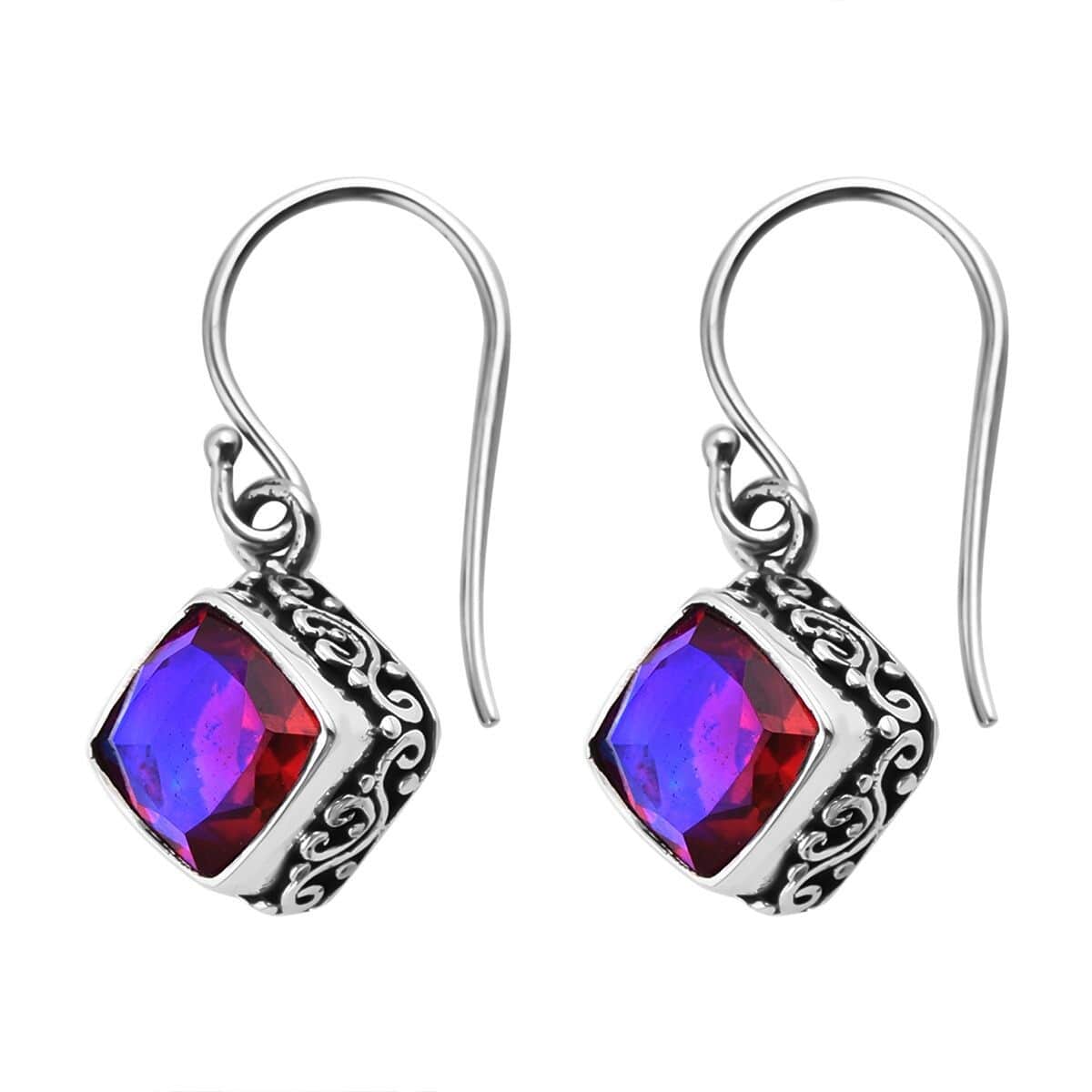 Doorbuster Bali Legacy Volcanic Color Quartz Dangle Earrings in Sterling Silver 5.50 ctw image number 3