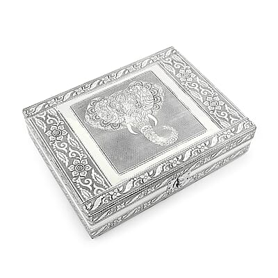 Handcrafted Aluminium Elephant Wisdom Embossed Jewelry Box