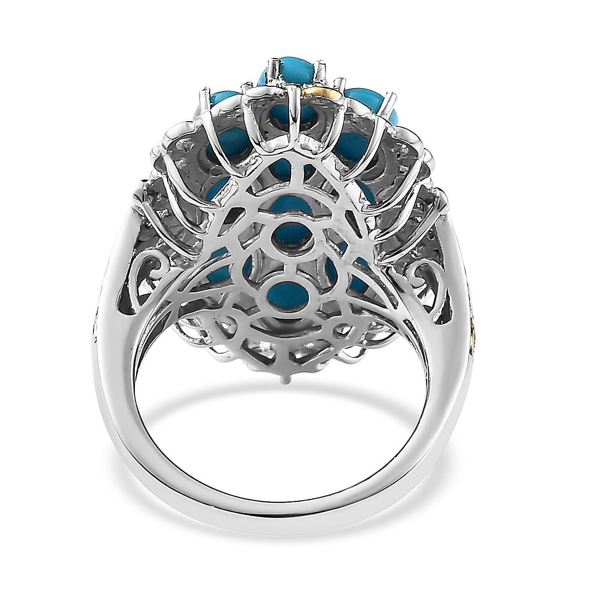 Sleeping Beauty Turquoise Ring in Vermeil YG and Platinum Over Sterling Silver (Size 10.0) 4.20 ctw