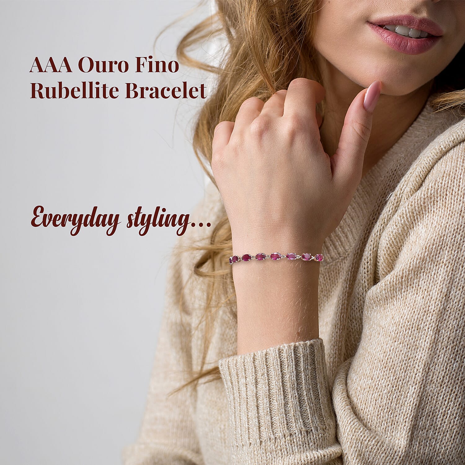 Certified & Appraised Luxoro AAA Ouro Fino Rubellite 8.10 ctw Bracelet in 14K Yellow Gold (7.25 In)