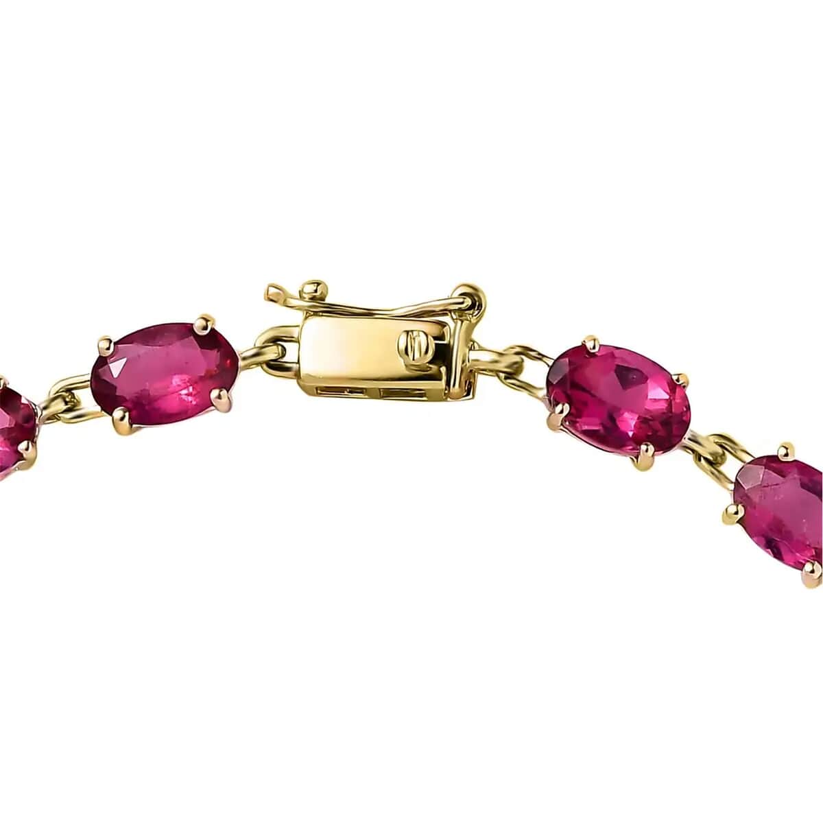 Certified & Appraised Luxoro AAA Ouro Fino Rubellite 8.10 ctw Bracelet in 14K Yellow Gold (7.25 In) image number 7