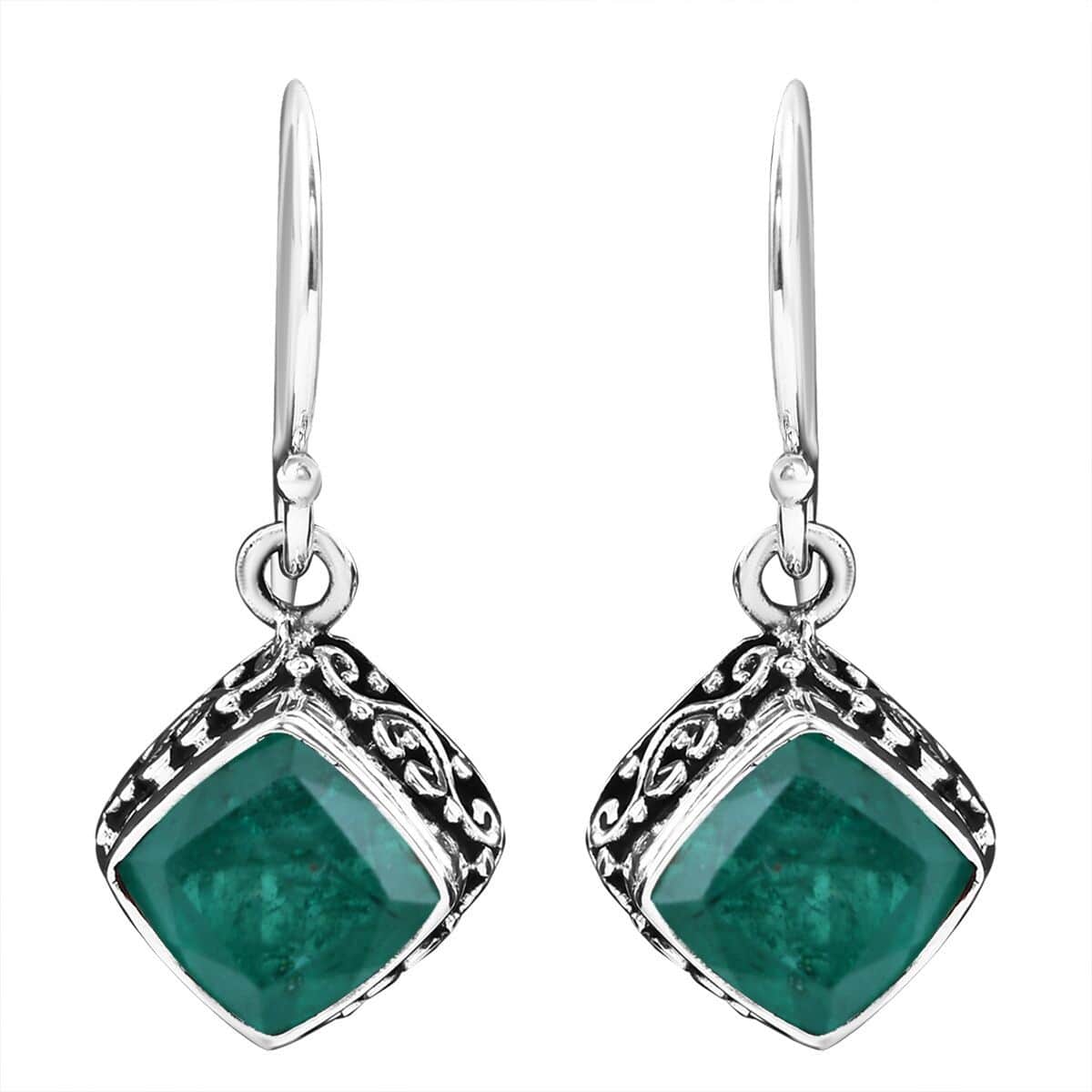 Bali Legacy Emeraldine Quartz (Triplet) 5.25 ctw Dangle Earrings in Sterling Silver image number 0