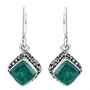 Bali Legacy Emeraldine Quartz (Triplet) 5.25 ctw Dangle Earrings in Sterling Silver