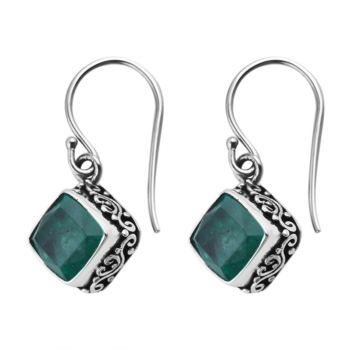 Bali Legacy Emeraldine Quartz (Triplet) 5.25 ctw Dangle Earrings in Sterling Silver image number 3