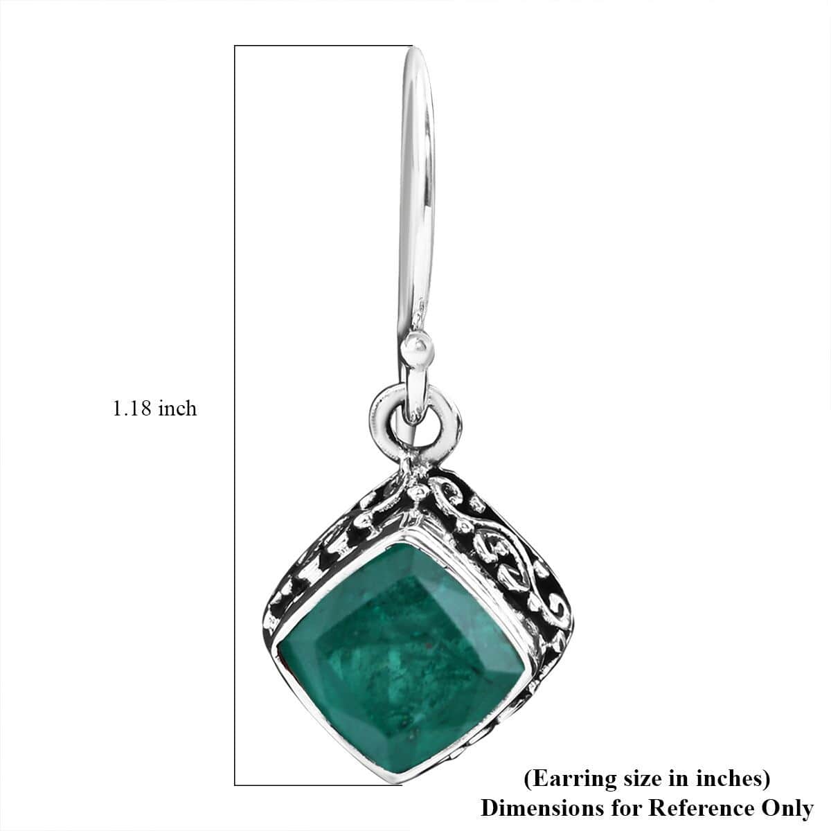 Bali Legacy Emeraldine Quartz (Triplet) 5.25 ctw Dangle Earrings in Sterling Silver image number 5