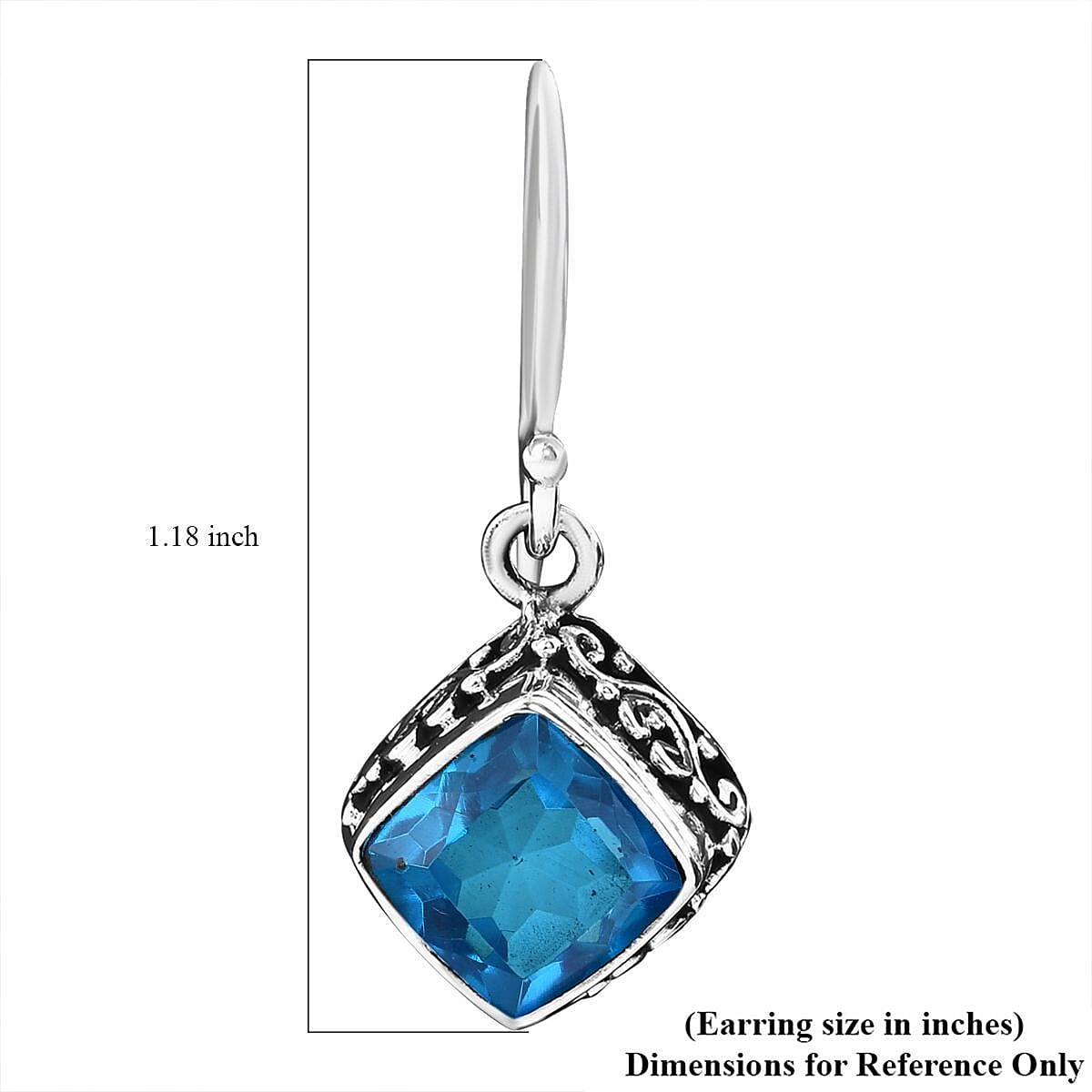 Bali Legacy Caribbean Quartz (Triplet) 5.10 ctw Dangle Earrings in Sterling Silver image number 5