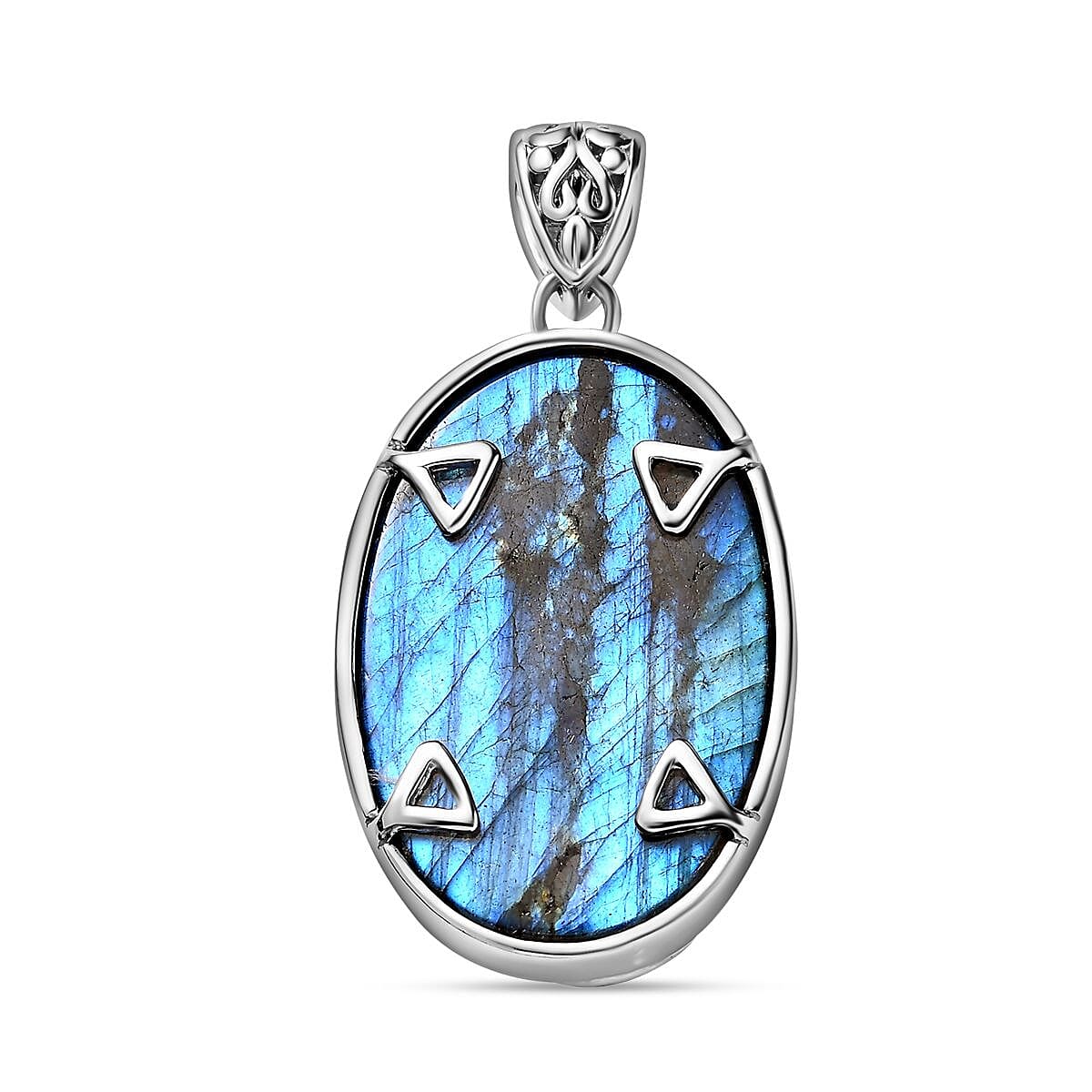 Malagasy Labradorite 26.00 ctw Pendant without Chain in Platinum Over Sterling Silver