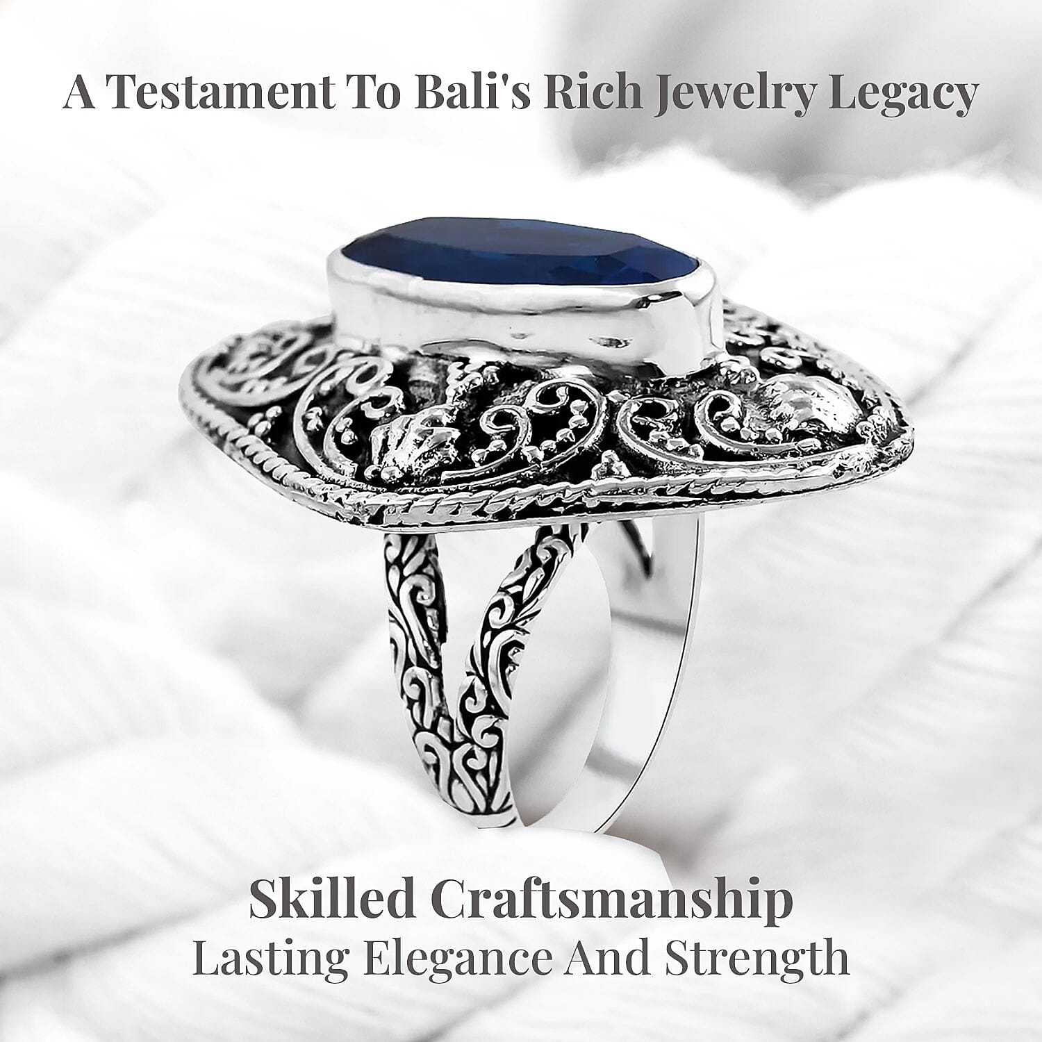 Bali Legacy Caribbean Quartz (Triplet) 6.25 ctw Ring in Sterling Silver (Size 10.0)