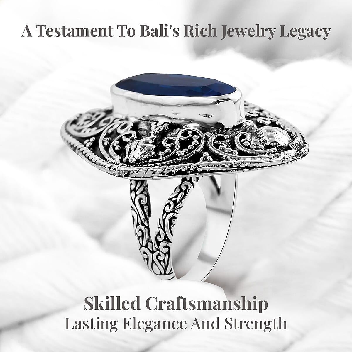 Bali Legacy Caribbean Quartz (Triplet) 6.25 ctw Ring in Sterling Silver (Size 9.0) image number 3