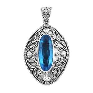 Bali Legacy Caribbean Quartz (Triplet) Pendant in Sterling Silver 12.60 ctw