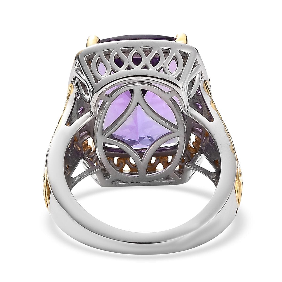 Premium Mashamba Amethyst and Lusaka Amethyst Ring in Vermeil Yellow Gold and Platinum Over Sterling Silver (Size 6.0) 10.00 ctw