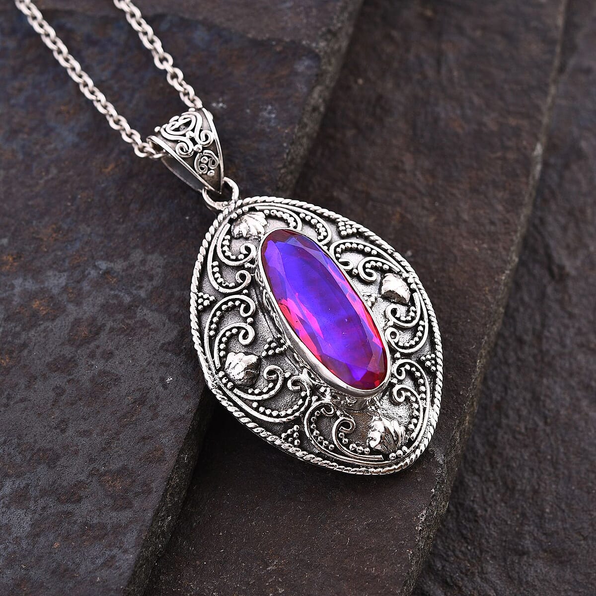 Bali Legacy Volcanic Quartz (Triplet) Pendant in Sterling Silver 12.75 ctw image number 1