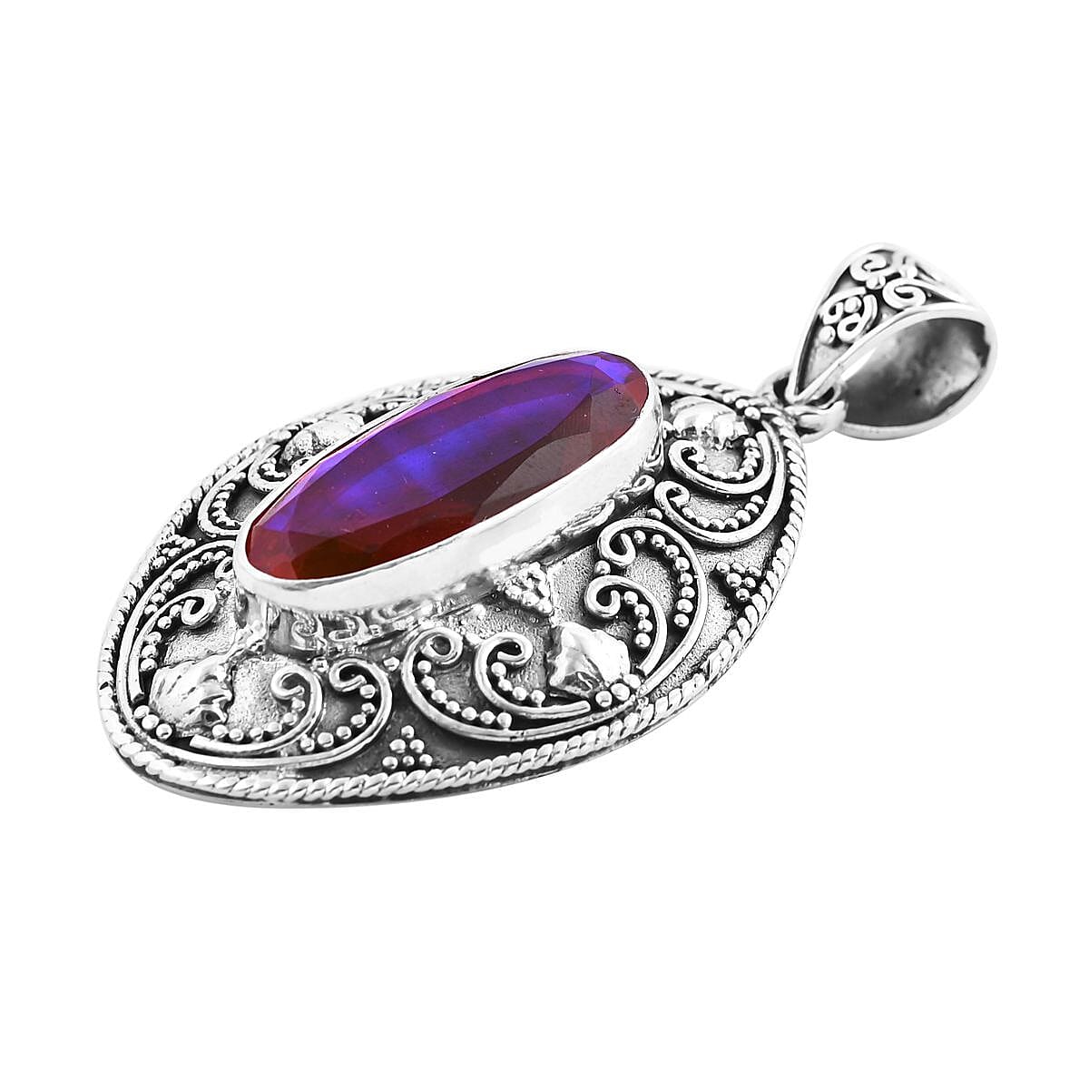 Bali Legacy Volcanic Quartz (Triplet) Pendant in Sterling Silver 12.75 ctw image number 3