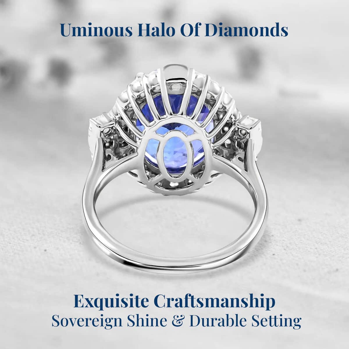 Certified & Appraised Rhapsody 950 Platinum AAAA Tanzanite, Diamond (E-F, VS) (1.24 cts) Halo Ring (Size 6.0) (9.35 g) 10.75 ctw image number 3