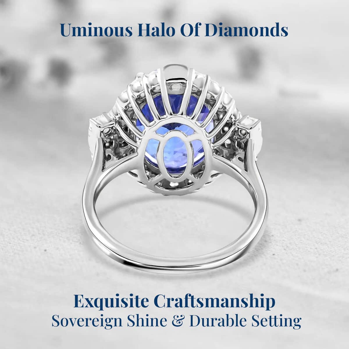 Certified & Appraised Rhapsody AAAA Tanzanite and E-F VS Diamond 10.75 ctw Halo Ring in 950 Platinum (Size 6.0) 9.35 Grams image number 3