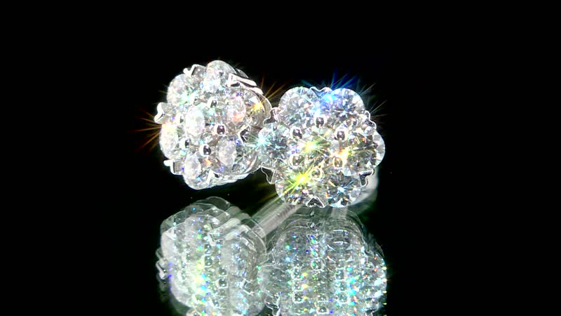 Moissanite Stud Earrings in Rhodium Over Sterling Silver 1.10 ctw
