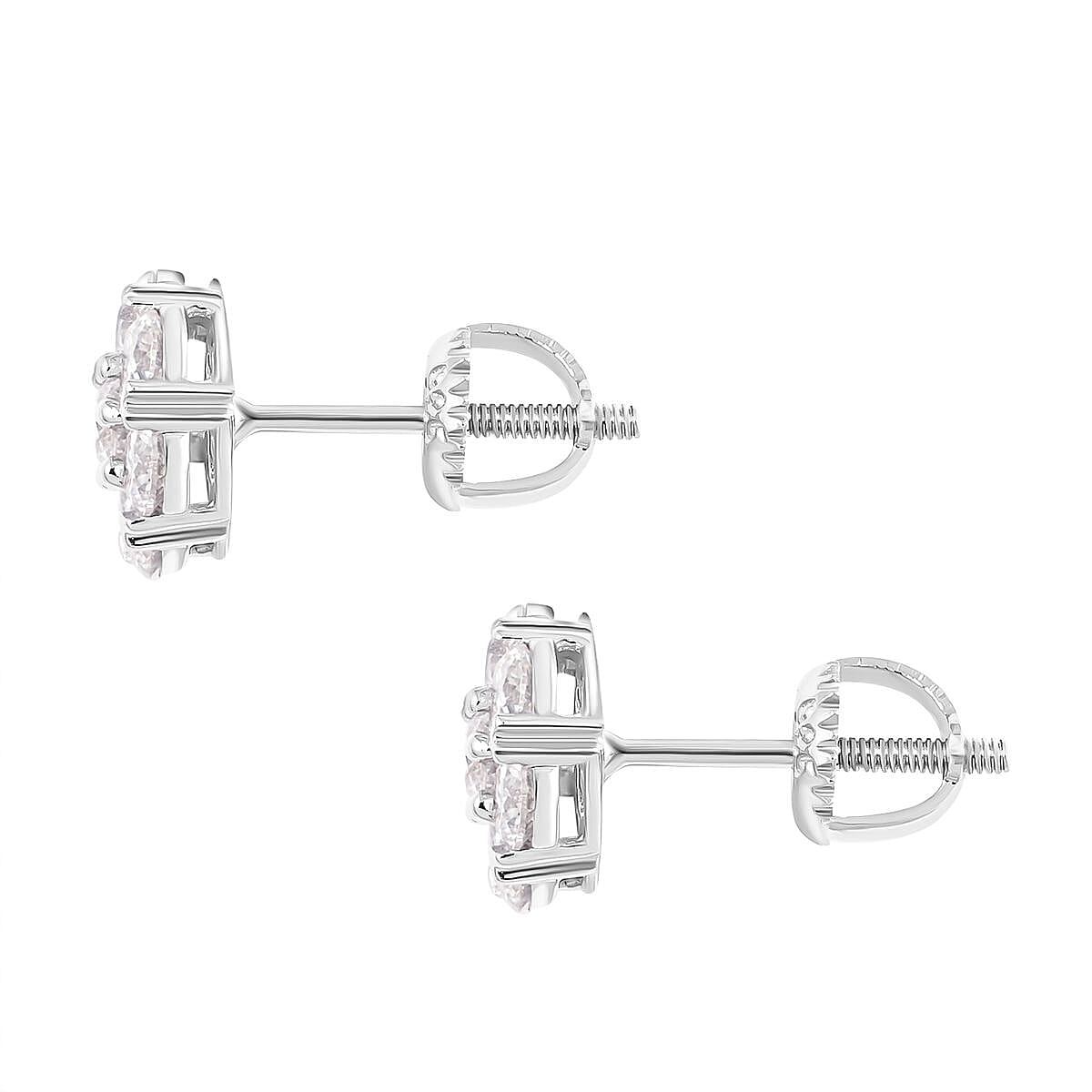 Moissanite Stud Earrings in Rhodium Over Sterling Silver 1.10 ctw image number 3