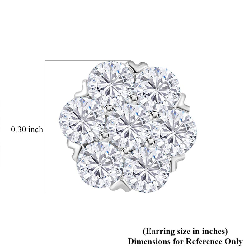 Moissanite Stud Earrings in Rhodium Over Sterling Silver 1.10 ctw