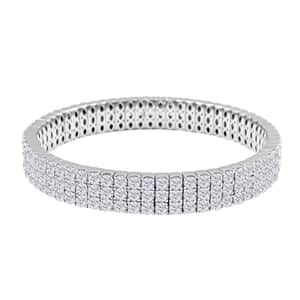 Moissanite 3 Row Bracelet in Rhodium Over Sterling Silver (7.50 In) 18.15 ctw