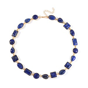 Lapis Lazuli 160.00 ctw Necklace 18-20 Inches in Goldtone