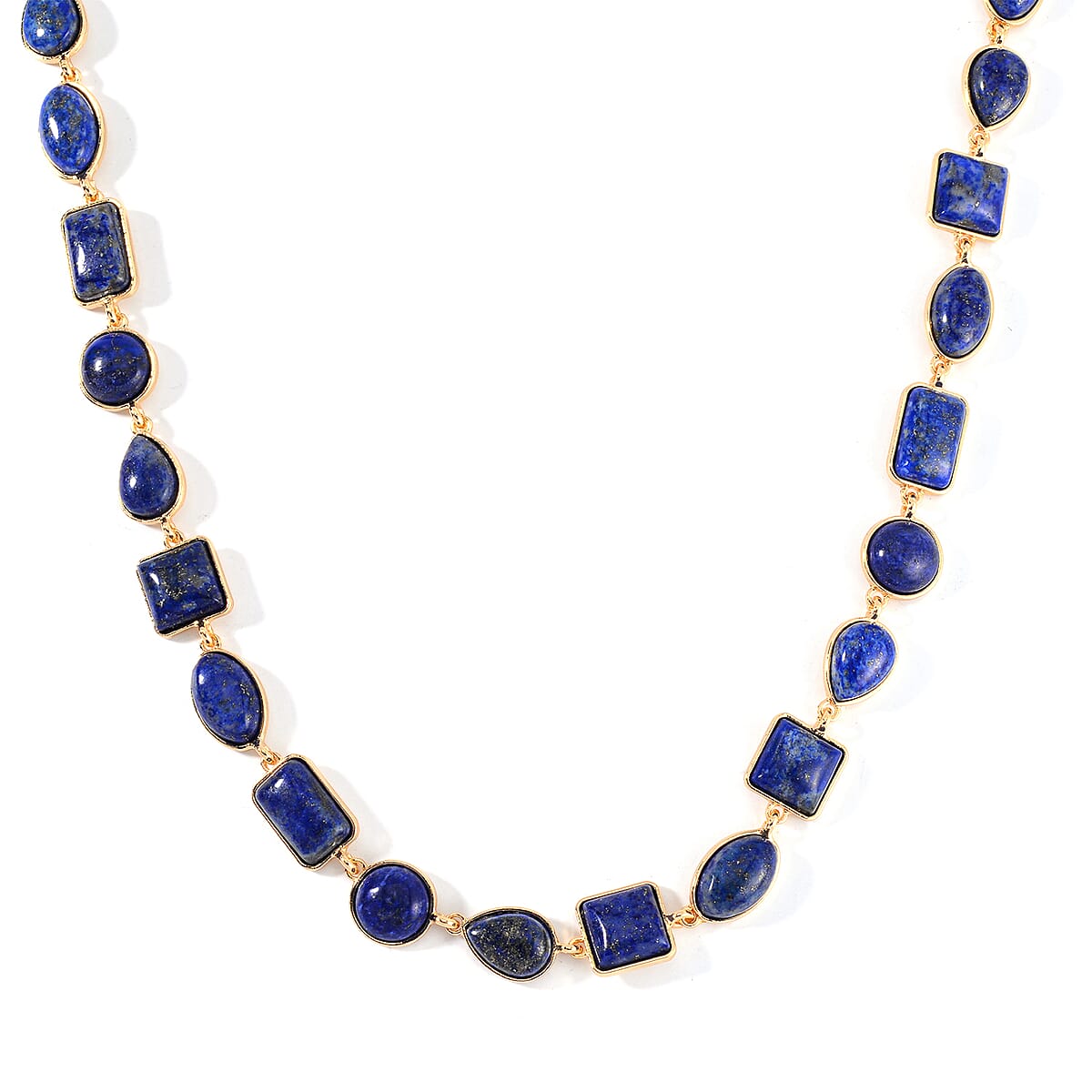 Lapis Lazuli 160.00 ctw Necklace 18-20 Inches in Goldtone image number 2