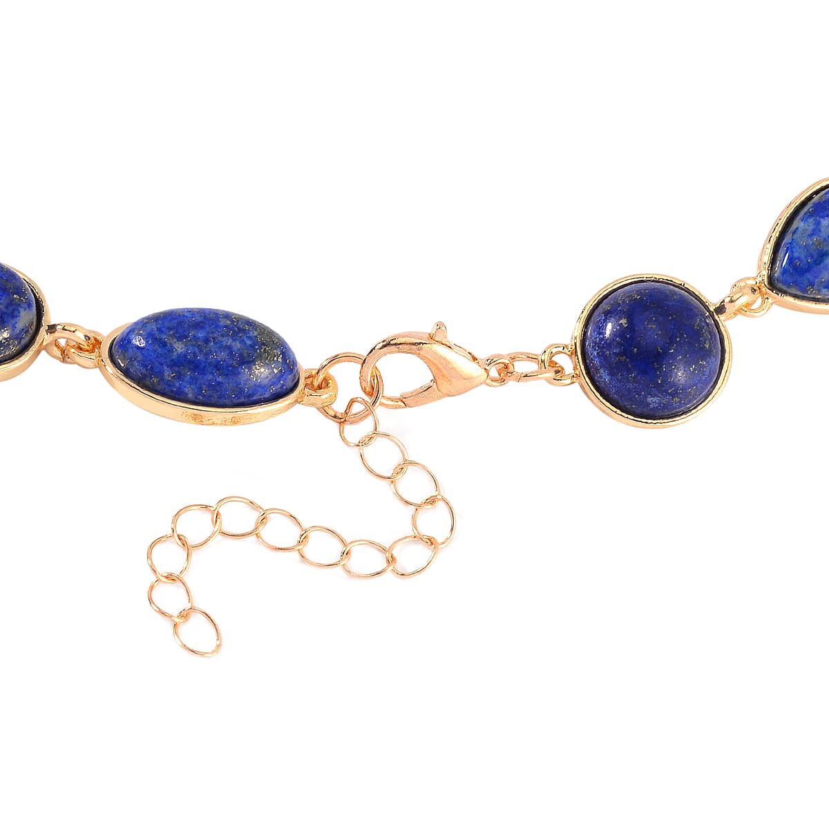 Lapis Lazuli 160.00 ctw Necklace 18-20 Inches in Goldtone image number 3