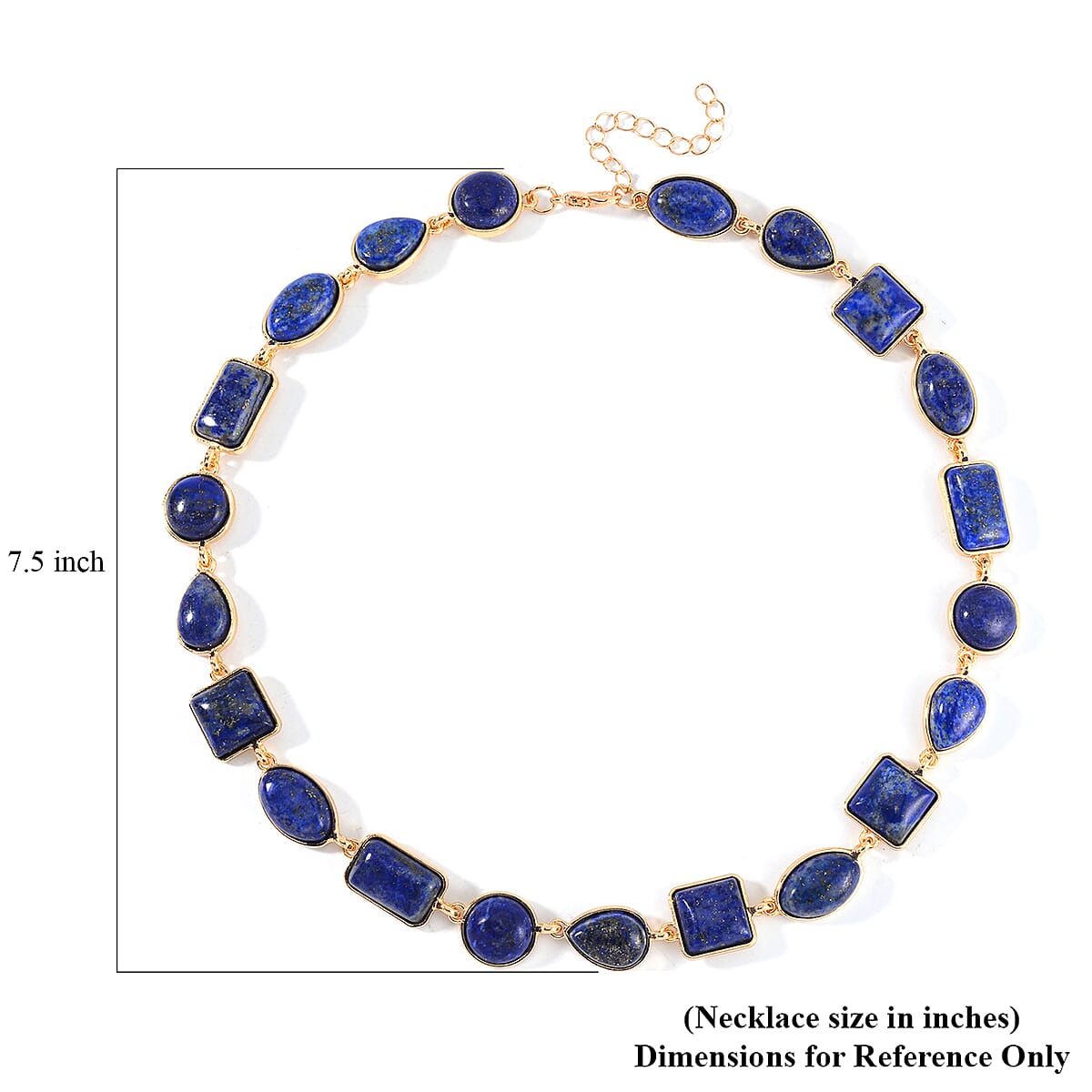Lapis Lazuli 160.00 ctw Necklace 18-20 Inches in Goldtone image number 4
