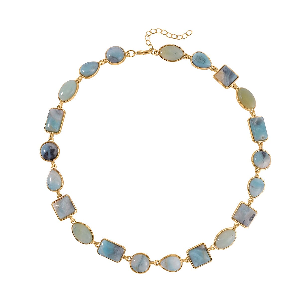 Multi Color Amazonite 160.00 ctw Necklace 18-20 Inches in Goldtone image number 0