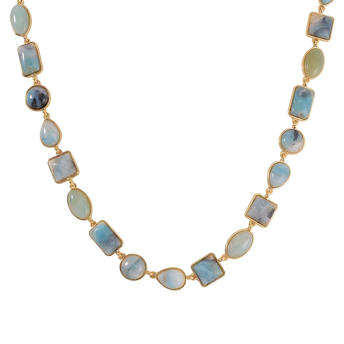 Multi Color Amazonite 160.00 ctw Necklace 18-20 Inches in Goldtone image number 2