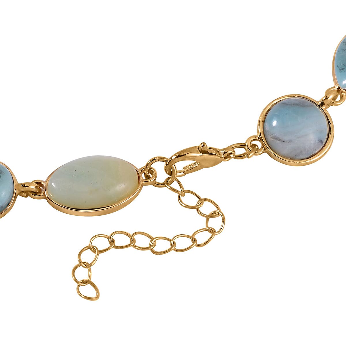 Multi Color Amazonite 160.00 ctw Necklace 18-20 Inches in Goldtone image number 3