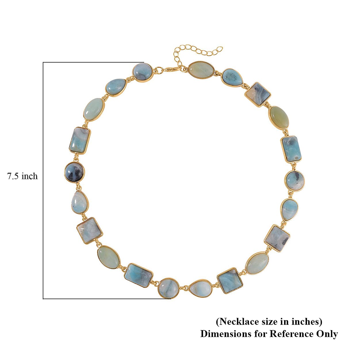 Multi Color Amazonite 160.00 ctw Necklace 18-20 Inches in Goldtone image number 4