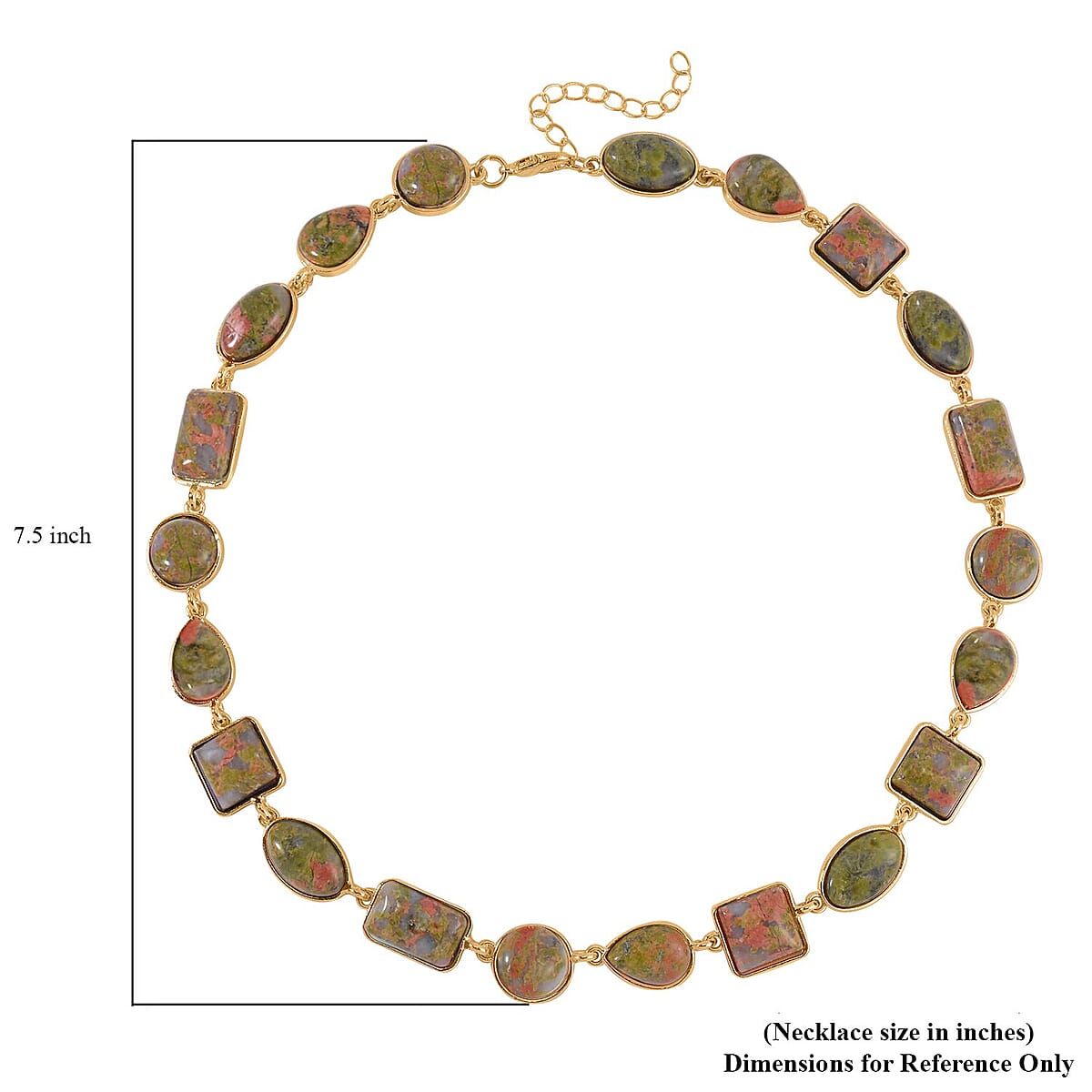 Unakite Necklace 18-20 Inches in Goldtone 160.00 ctw image number 4
