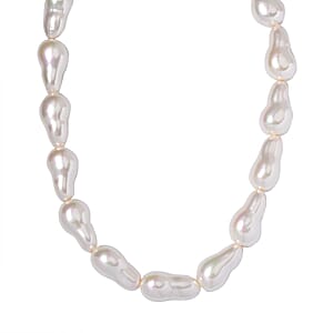 White Shell Pearl Necklace in Stainless Steel 20 Inches
