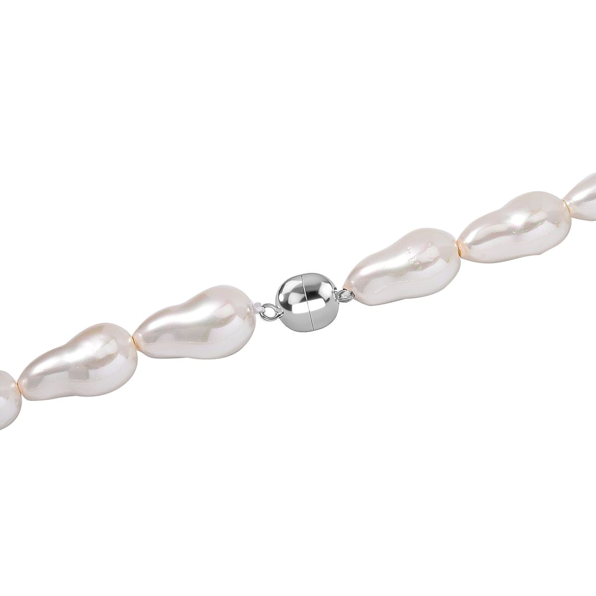White Shell Pearl Necklace in Stainless Steel 20 Inches image number 2