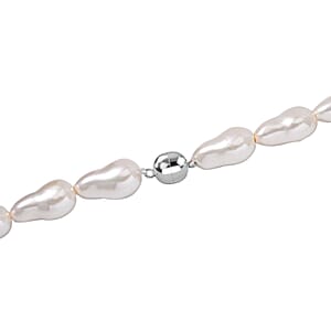 White Shell Pearl Necklace in Stainless Steel 20 Inches