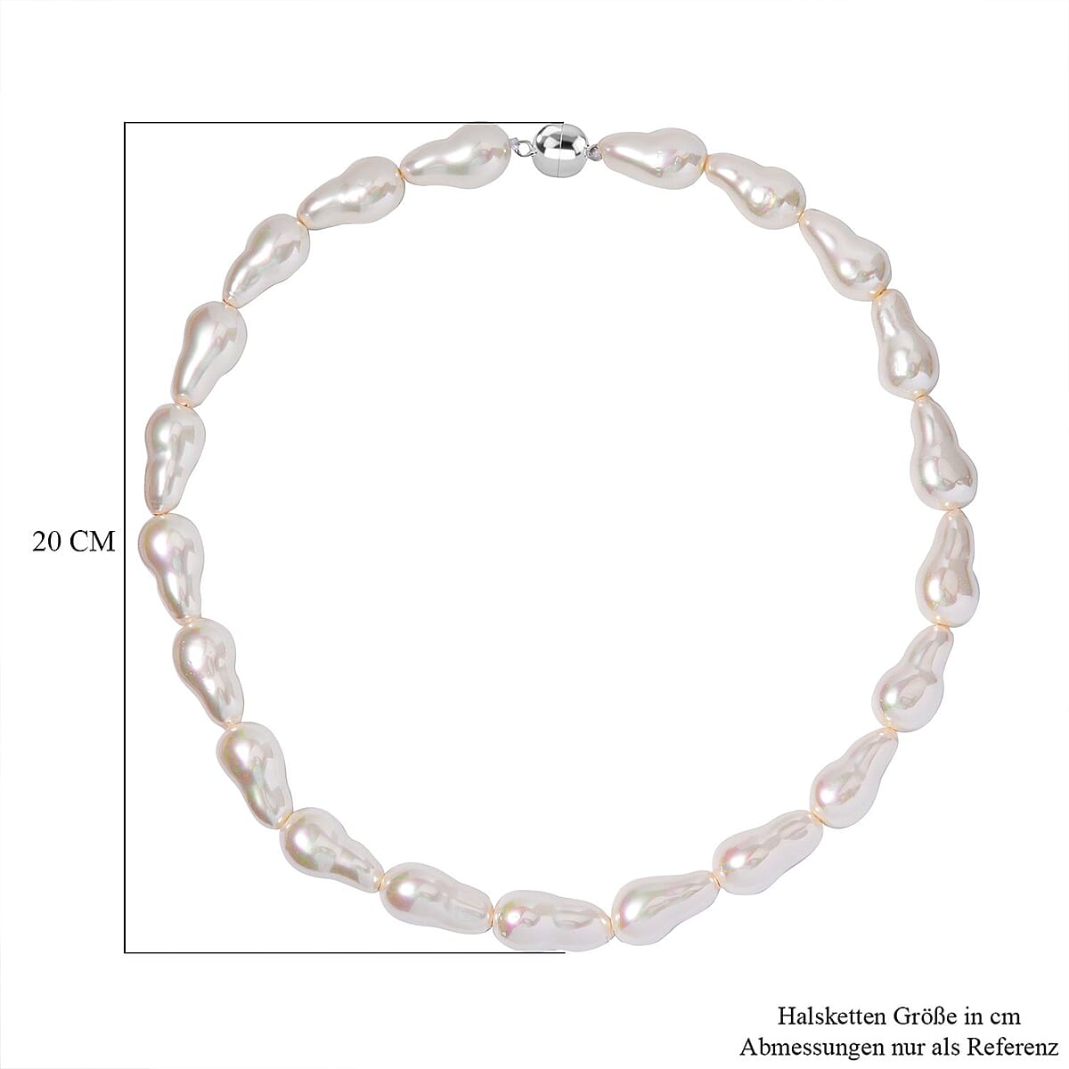 White Shell Pearl Necklace in Stainless Steel 20 Inches image number 3