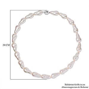 White Shell Pearl Necklace in Stainless Steel 20 Inches