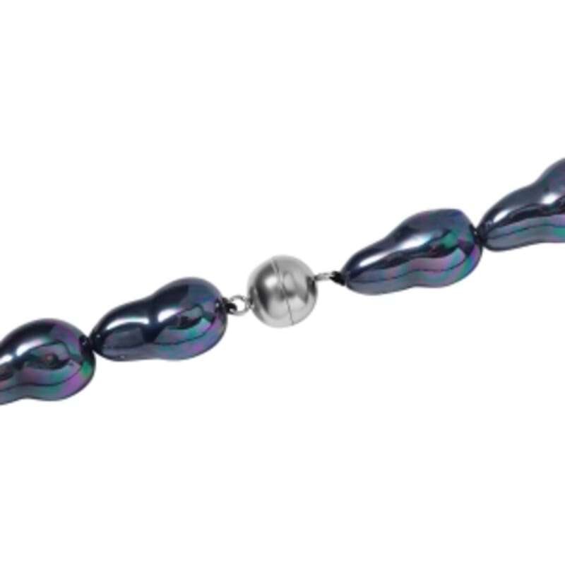 Tahitian Color Shell Pearl Necklace in Stainless Steel 20 Inches